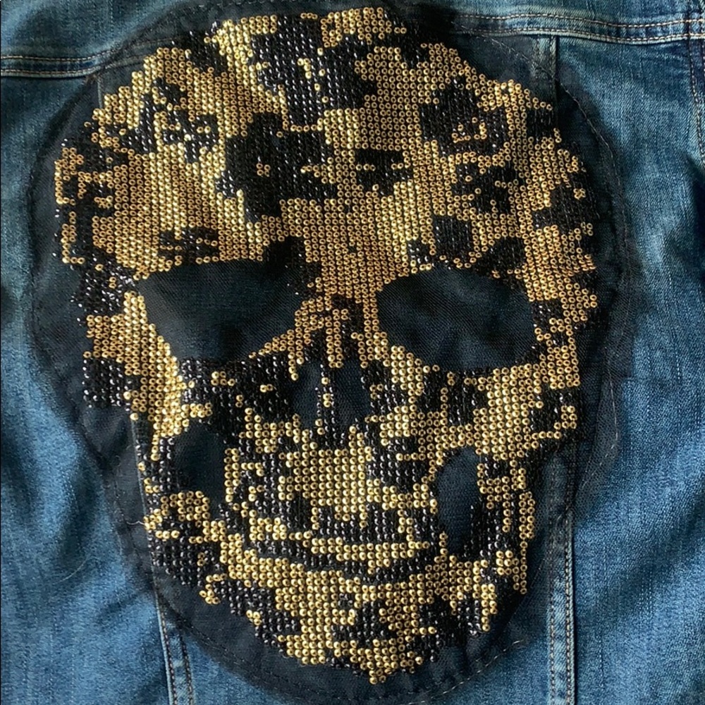 Denim Patchwork Jacket Velvet Pockets - image 3